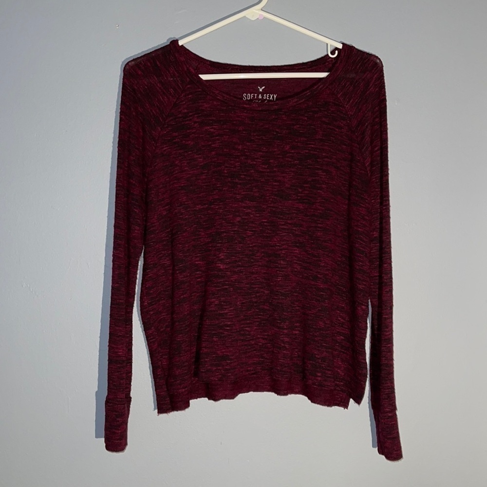 American Eagle soft & sexy burgundy pullover shirt women’s size small